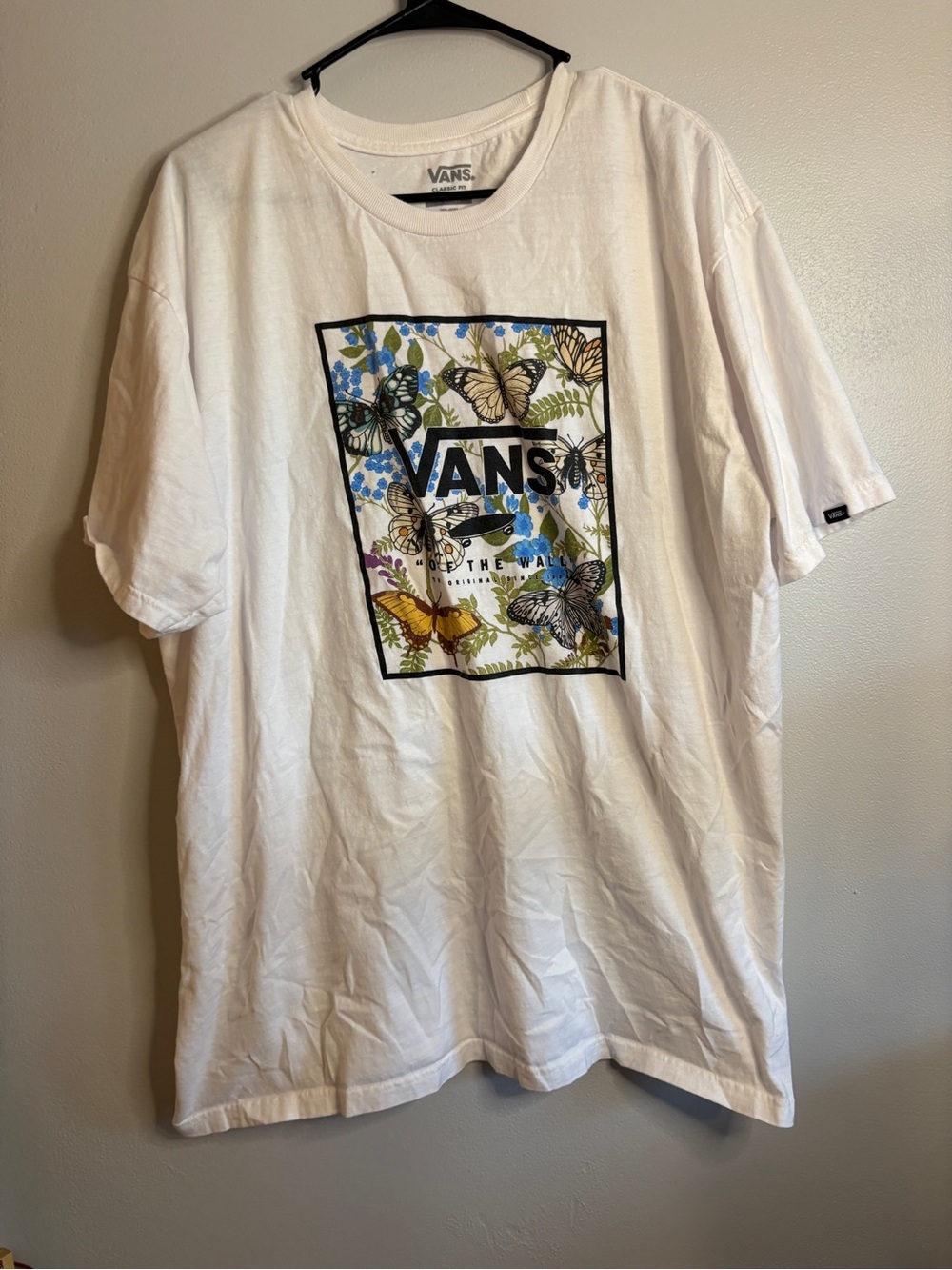 Vans White Short-Sleeve Tee with Multicolor Butterfly Graphic